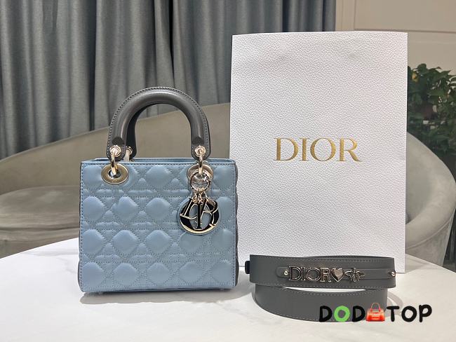 Dior Lady Small Blue/Gray Bag Size 20 x 17 x 8 cm - 1