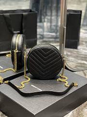 YSL Round Camera Bag Matelasse Chevron Leather Black Gold Size 17 x 17 x 5.5 cm - 4