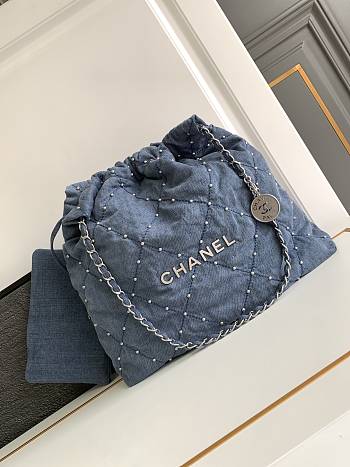 Chanel 22 Denim Garbage Bag Size 35 x 37 x 7 cm