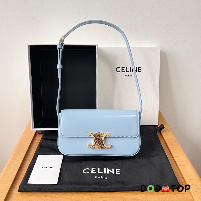 Celine Triomphe Underarm Bag Light Blue Size 20 x 11 x 4 cm - 1