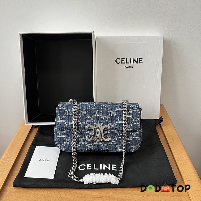 Celine Claude Triomphe Denim Chain Shoulder Bag Size 20.5 x 11.5 x 4 cm - 1