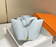 Hermes Picotin Blue Togo Cowhide Gold Hardware Size 22 cm - 4