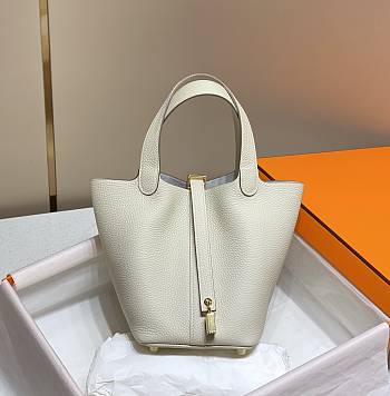 Hermes Picotin Togo Cowhide Gold Hardware White Size 22 cm