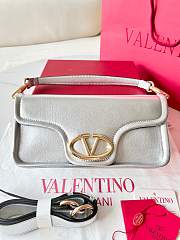 Valentino Vlogo 1960 Medium Lambskin Handbag Silver Size 26 x 13 x 9 cm - 1