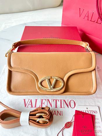 Valentino Vlogo 1960 Medium Lambskin Handbag Brown Size 26 x 13 x 9 cm