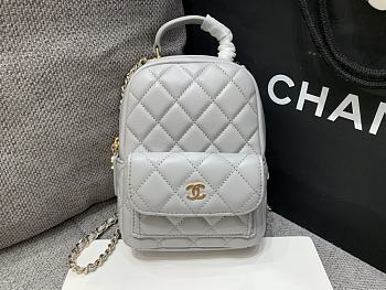 Chanel Mini Sheepskin Small Backpack Grey Size 18 × 13 × 9 cm
