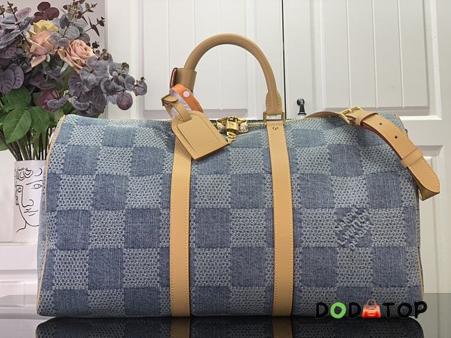 Louis Vuitton Keepall Bandoulière 50 Duffle Bag N40739 Light Blue Size 50 x 29 x 23 cm - 1