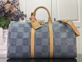 Louis Vuitton Keepall Bandoulière 50 Duffle Bag N40739 Light Blue Size 50 x 29 x 23 cm