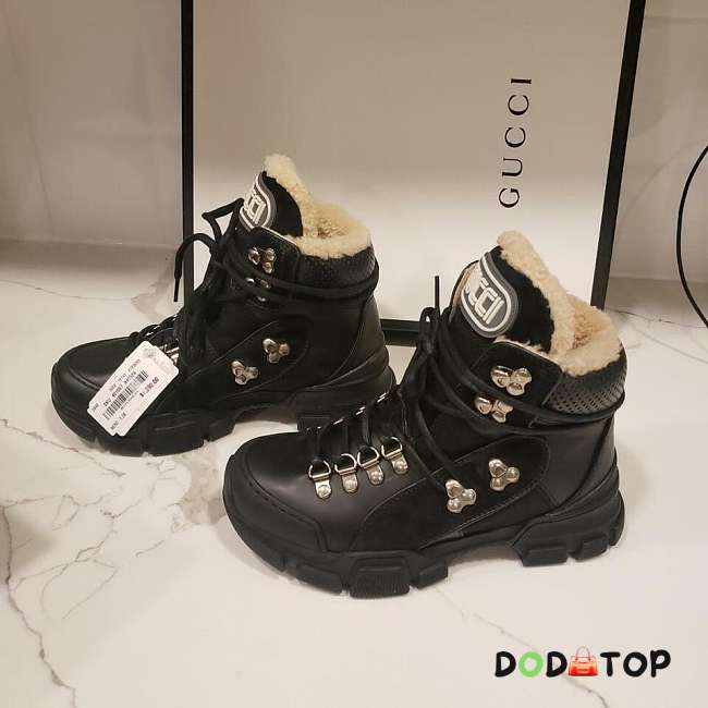 Gucci Black Leather Flashtrek Ankle Boots - 1