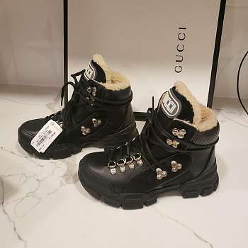 Gucci Black Leather Flashtrek Ankle Boots