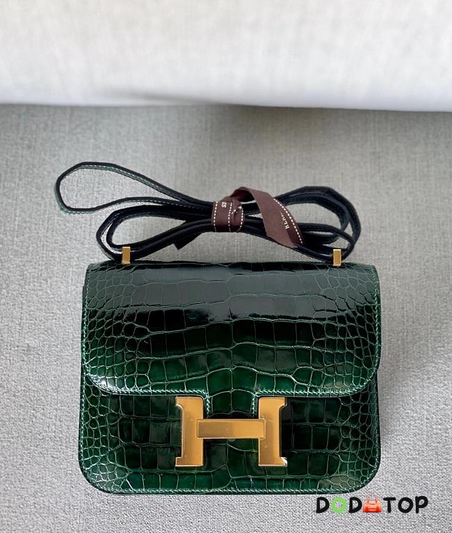 Hermes Constance Green Crocodile Leather Size 18 cm - 1