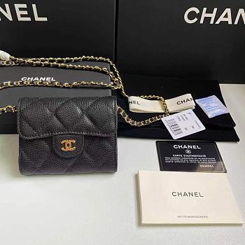 Chanel Wallet Chain Bag Black Size 8.5 x 12.5 x 2.5 cm