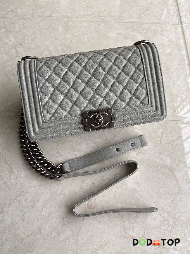 Chanel Boy Bag Grain Calfskin Grey Size 25 cm - 1