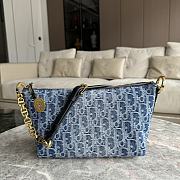 Dior Denim Blue Star Hobo Chain Lunch Box Bag Size 28.5 x 14.5 x 10 cm - 1