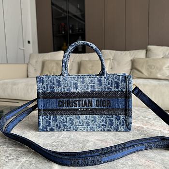 Dior Denim Blue Nini Book Tote Crossbody Bag Size 21.5 x 13 x 7.5 cm