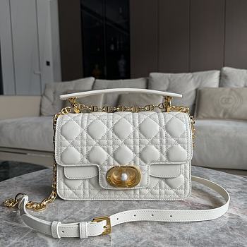 Dior Small D Jolie Handbag White Size 22 x 14 x 8 cm