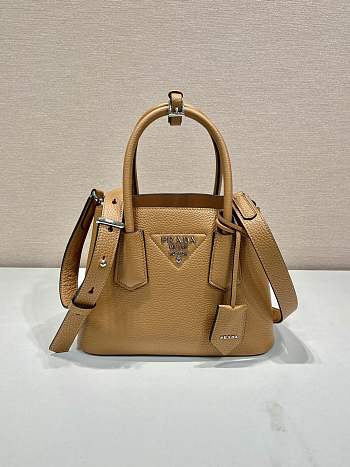 Prada Double Saffiano Leather Mini Bag Brown Size 18.5 x 12.5 x 25 cm