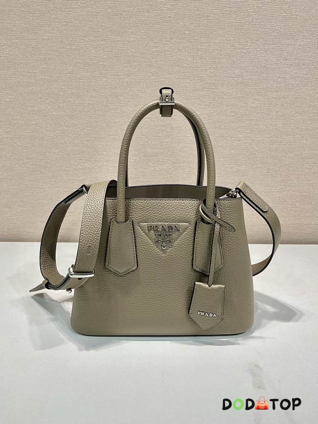 Prada Double Saffiano Leather Mini Bag Grey Size 18.5 x 12.5 x 25 cm - 1