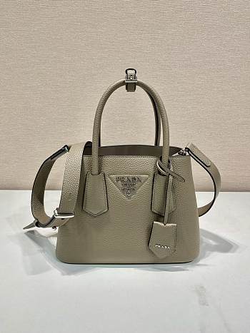 Prada Double Saffiano Leather Mini Bag Grey Size 18.5 x 12.5 x 25 cm