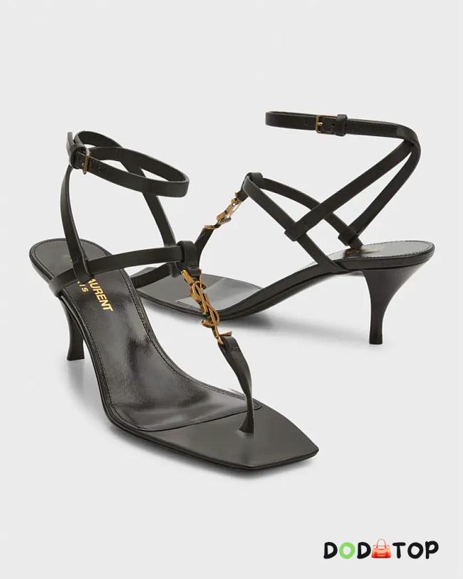 YSL Saint Laurent Vitti Leather YSL T-Strap Sandals  - 1