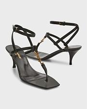 YSL Saint Laurent Vitti Leather YSL T-Strap Sandals  - 1