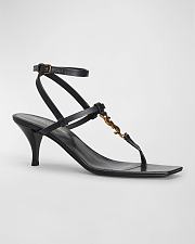 YSL Saint Laurent Vitti Leather YSL T-Strap Sandals  - 4