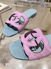 Gucci Interlocking Double G Hollow Slippers Blue - 2