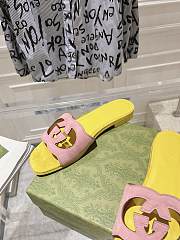 Gucci Interlocking Double G Hollow Slippers Yellow - 6