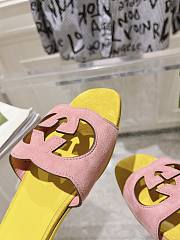 Gucci Interlocking Double G Hollow Slippers Yellow - 3