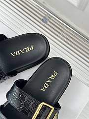  Prada Croc-Effect Leather Slides Black  - 2