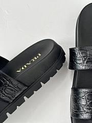  Prada Croc-Effect Leather Slides Black  - 3