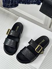  Prada Croc-Effect Leather Slides Black  - 4