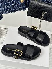  Prada Croc-Effect Leather Slides Black  - 6