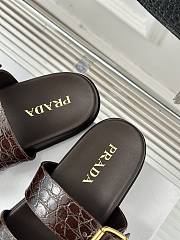 Prada Croc-Effect Leather Slides Brown - 3