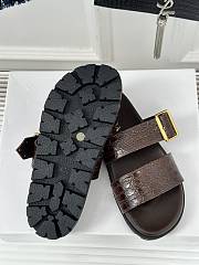 Prada Croc-Effect Leather Slides Brown - 6