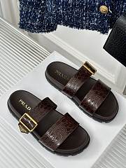 Prada Croc-Effect Leather Slides Brown - 4