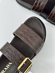 Prada Croc-Effect Leather Slides Brown - 5