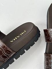 Prada Croc-Effect Leather Slides Brown - 2