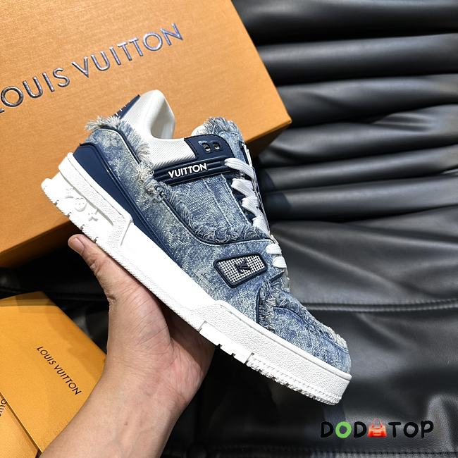 Louis Vuitton Trainer Men's Casual Sneakers Denim - 1