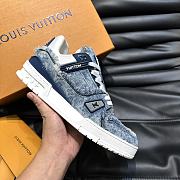 Louis Vuitton Trainer Men's Casual Sneakers Denim - 1