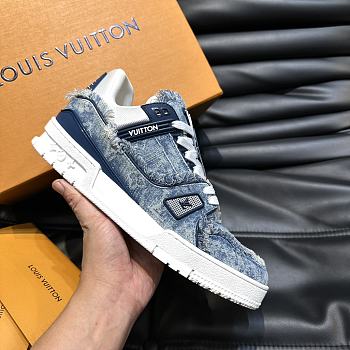 Louis Vuitton Trainer Men's Casual Sneakers Denim