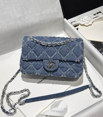 Chanel Classic Flap Bag Denim CF Size 20 x 13 x 6.5 cm