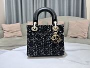 Dior Medium Lady D-Lite Bag Black Cannage Tweed Size 20 x 16.5 x 8 cm - 1