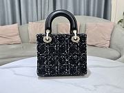 Dior Medium Lady D-Lite Bag Black Cannage Tweed Size 20 x 16.5 x 8 cm - 4