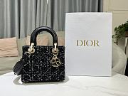 Dior Medium Lady D-Lite Bag Black Cannage Tweed Size 20 x 16.5 x 8 cm - 5