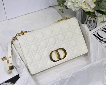 Dior Medium Caro Bag White Supple Cannage Calfskin Size 25.5 x 15.5 x 8 cm