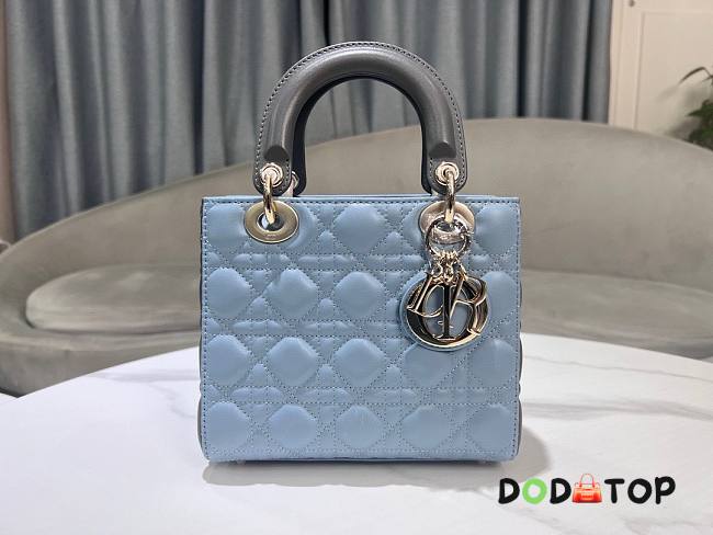 Dior Lady Blue and Gray Gold Hardware Size 20 x 17 x 8 cm - 1