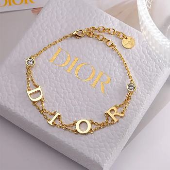 Dior Bracelet Gold-Finish Metal and Silver-Tone Crystals