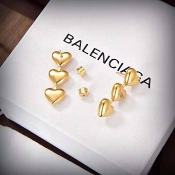 Balenciaga Heart Earrings in Gold Brass
