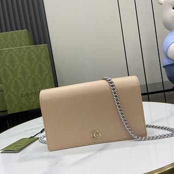 Gucci GG Marmont Chain Wallet Beige Size 12.5 x 20 x 4 cm